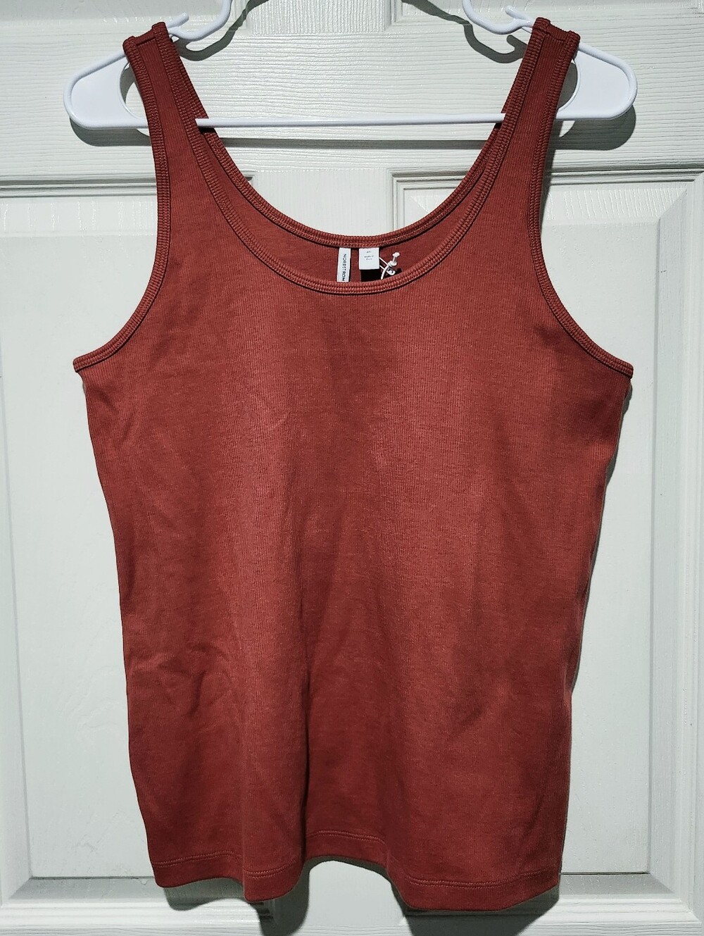 Nordstrom Women's Ribbed Scoop Tank Top In Rust Size Large NWT